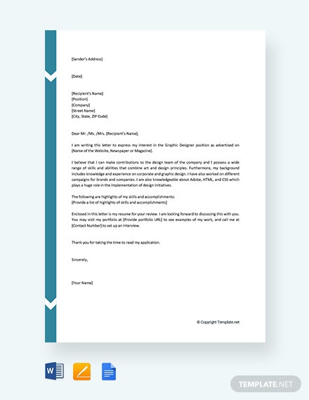 Job Application Letters For Graphic Designer