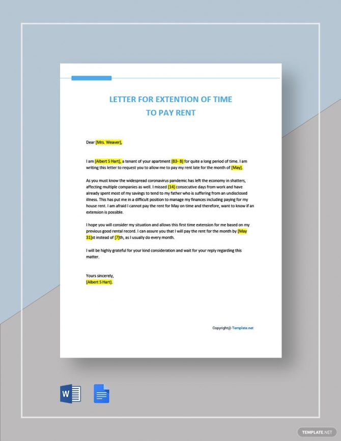 Letter For Extension Of Time To Pay Rent Template