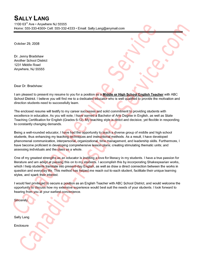Letter Of Introduction For An English Teacher  More Specifically