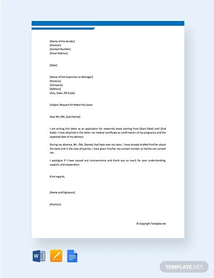 Maternity Leave Letter Templates