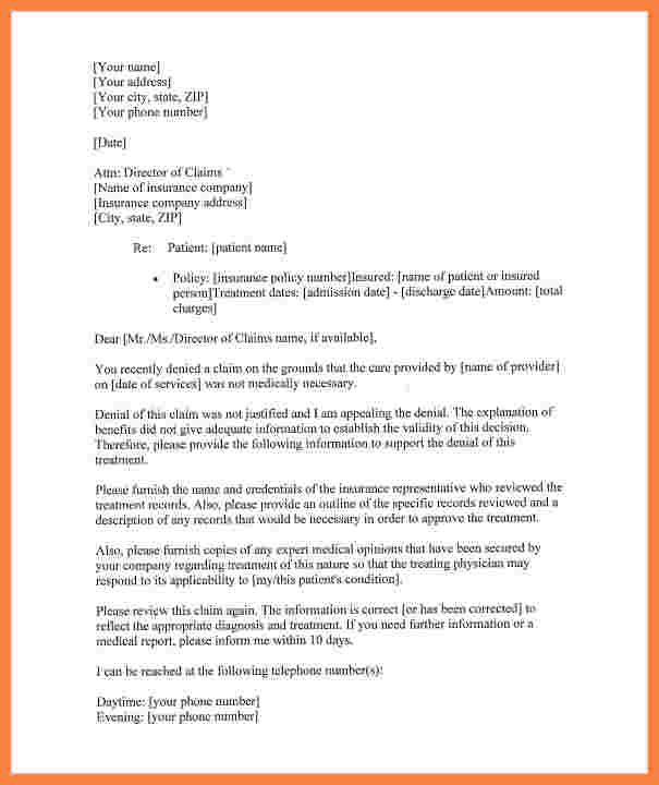 Medical Appeal Letter Formatee Health Insurance Formateal Format