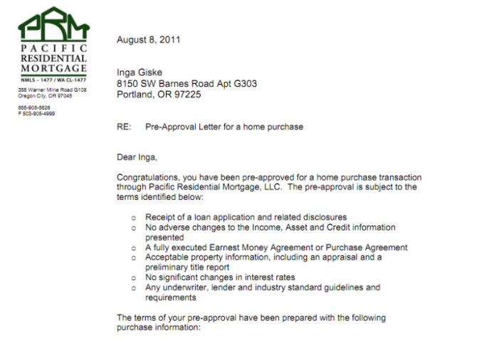 Mortgage Pre Approval Mortgage Pre Approval Letter Sample