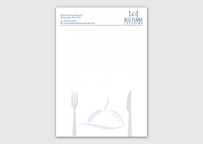 Professional  Masculine  Catering Letterhead Design For Blu Flame