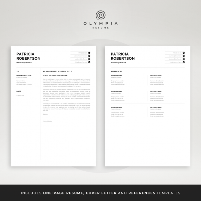 Professional  Page Resume Template Modern One Page Cv