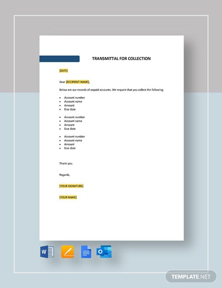 Transmittal For Collection Template