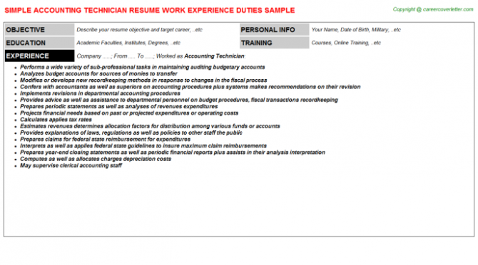 Accounting Technician Job Template Examples