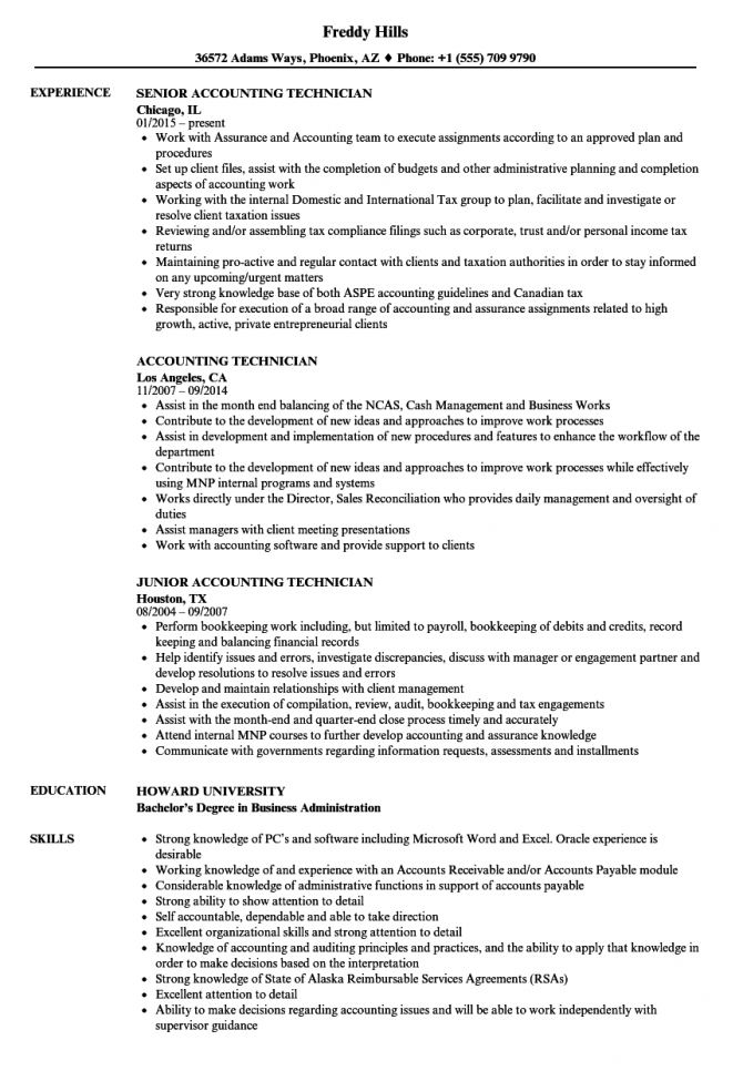 Accounting Technician Resume Samples