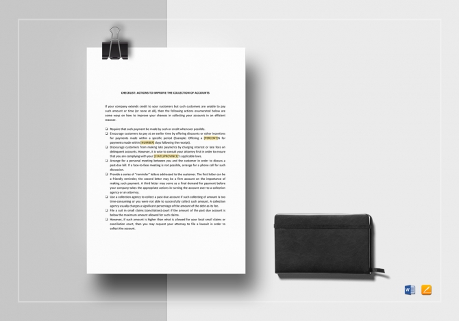 Action To Improve Collection Of Accounts Checklist In Word  Google