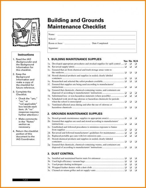 Apartment Maintenance Checklist Template
