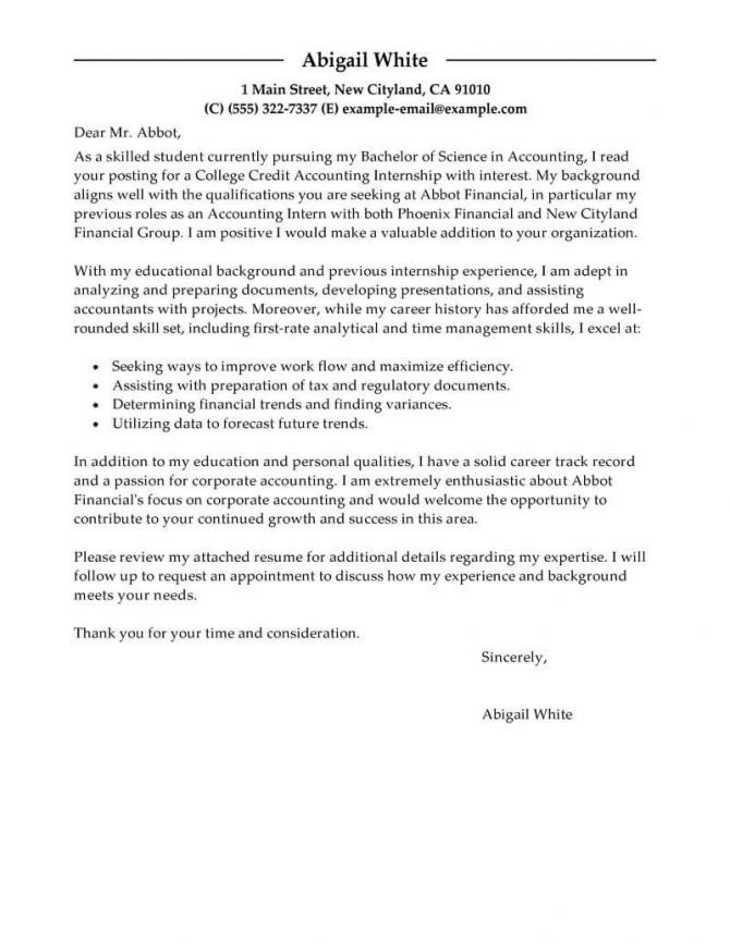 Best Training Internship College Credits Cover Letter Examples
