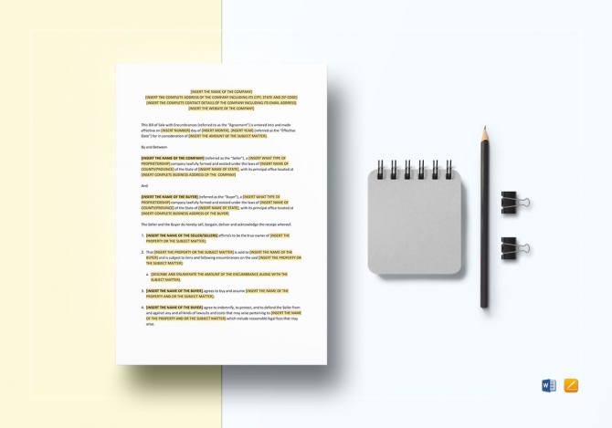 Bill Of Sale With Encumbrances Template In Word Apple Pages Bill Of Sale With Encumbrances Template In Word Apple Pages