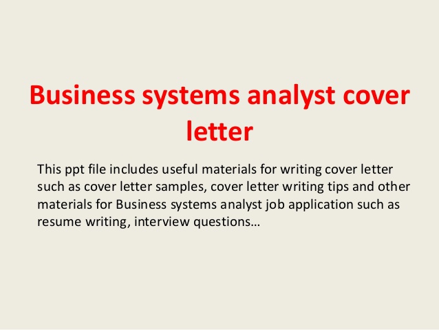Business Systems Analyst Cover Letter