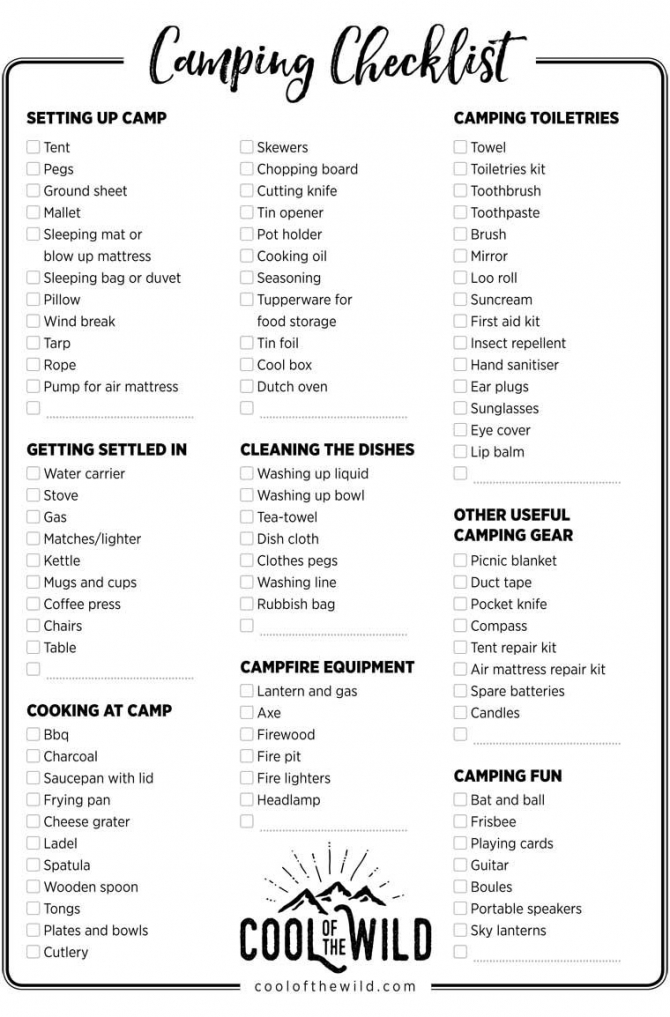 Camping Checklist Everything You Need For A Cool Time In The Wild