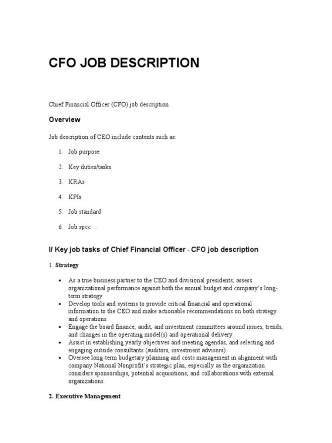 Chief Finance Officer Job Description Pdf / 12+ Chief Operating Officer Job Description Templates ... - Chief financial officer (cfo) job description.