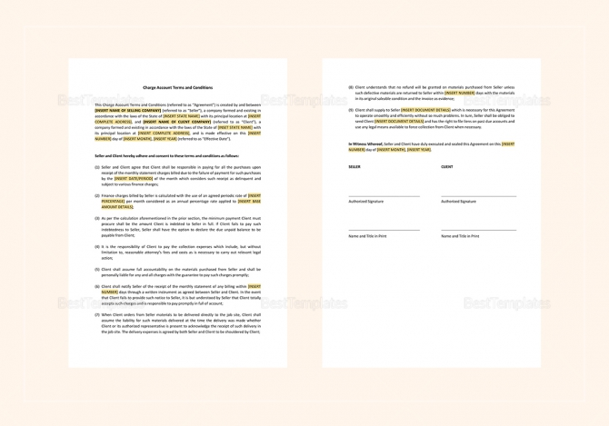 Charge Account Terms And Conditions Template In Word Apple Pages Charge Account Terms And Conditions Template In Word Apple Pages