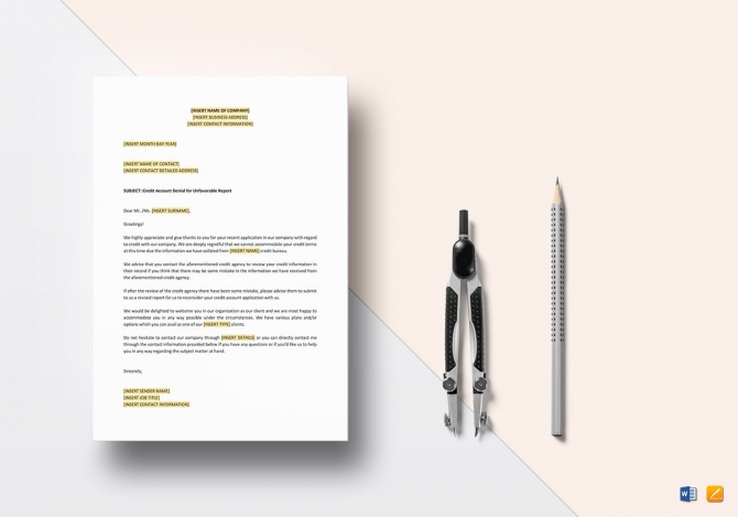 Company Credit Account Denial For Unfavourable Report In Word