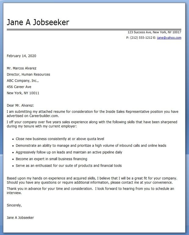 Inside Sales Manager Cover Letter Samples & Templates Download