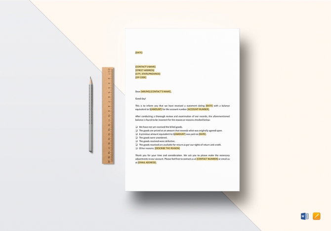 Disputed Balance Notice Template In Word Google Docs Apple Pages Disputed Balance Notice Template In Word Google Docs Apple Pages