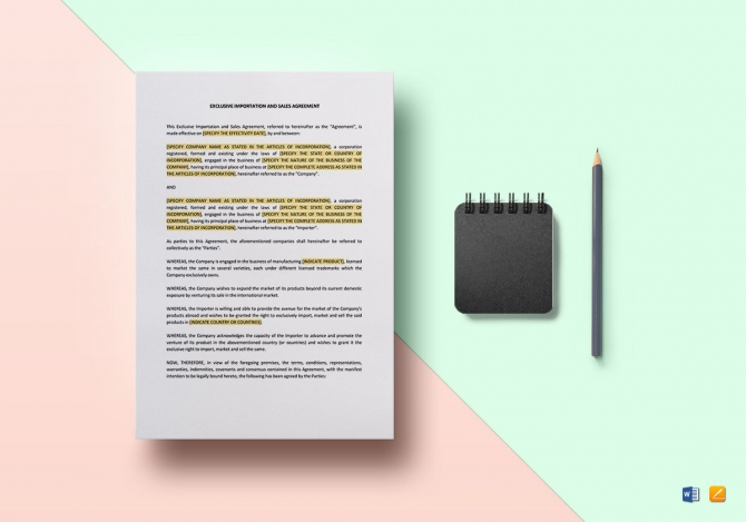 Exclusive Importation And Sales Agreement Template In Word  Apple