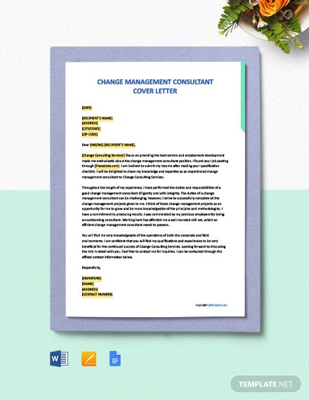 Free Change Management Consultant Cover Letter