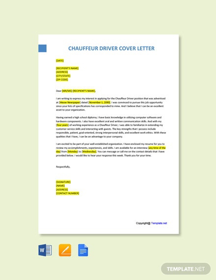 Free Chauffeur Driver Cover Letter Template
