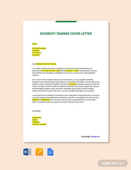 Free Diversity Trainer Cover Letter Template
