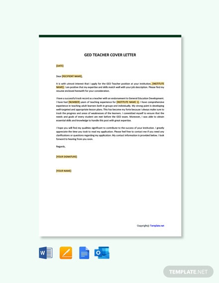 Free Ged Teacher Cover Letter Template