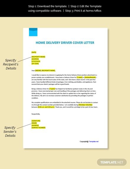 Free Home Delivery Driver Cover Letter Template Ad    Sponsored