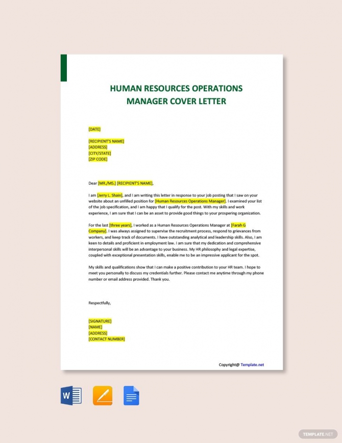 how to address human resource manager in cover letter
