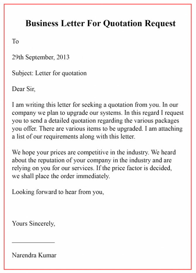 Quotation Letter Gotilo org