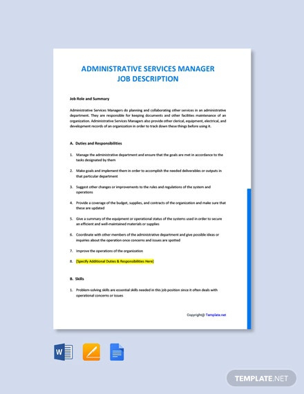 Free Service Manager Job Description Templates