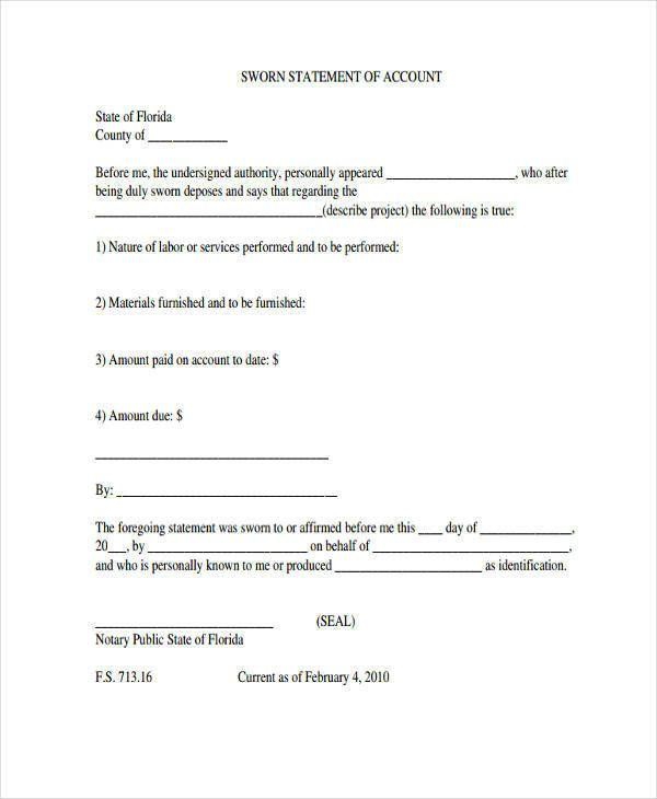 Free Sworn Statement Template Elegant  Sworn Statement Templates Free Sworn Statement Template Elegant  Sworn Statement Templates