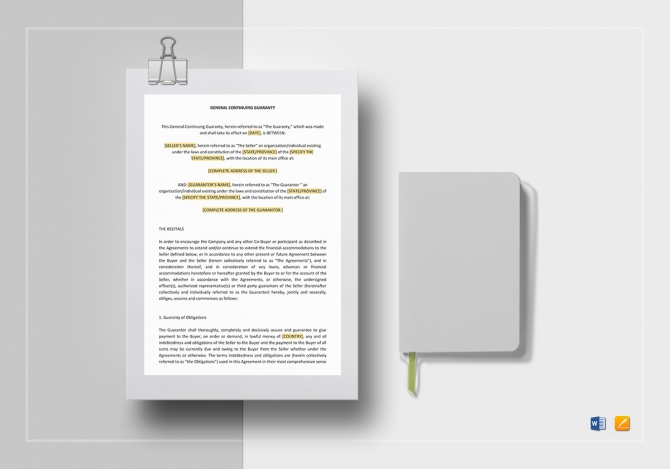 General Continuing Guaranty Template In Word  Google Docs  Apple Pages