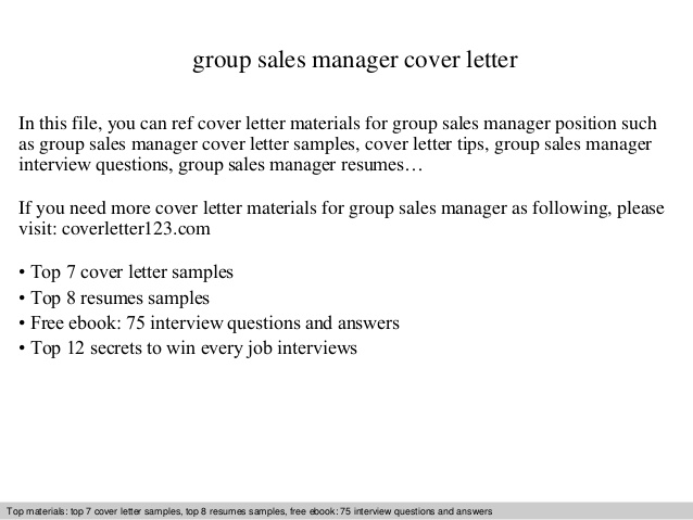 Group Sales Manager Cover Letter