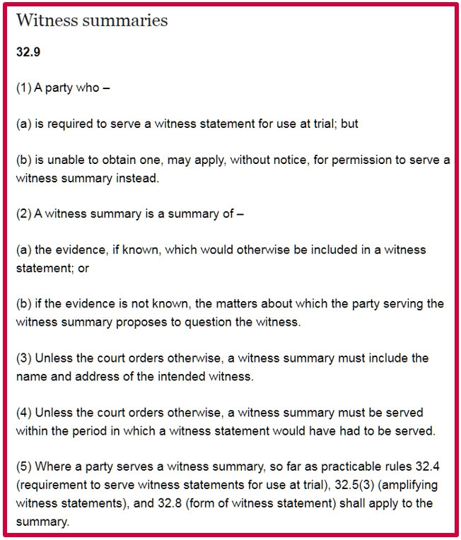 Guidance On Reliance On Witness Summaries In The Absence Of Guidance On Reliance On Witness Summaries In The Absence Of