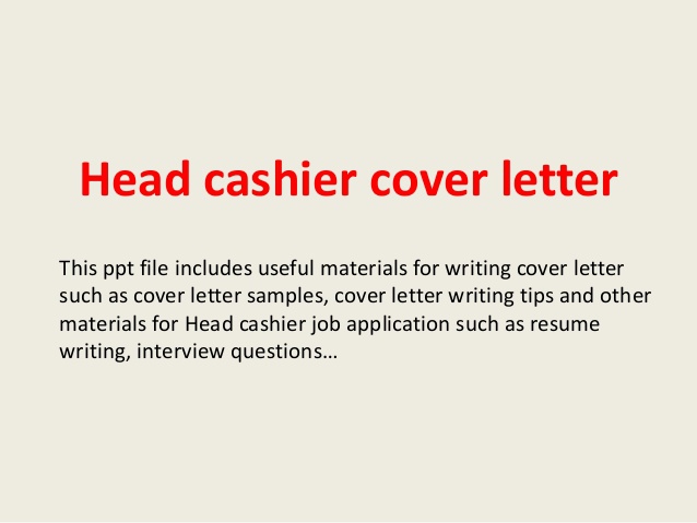 Head Cashier Cover Letter