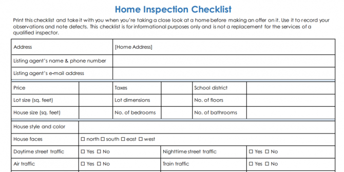 Home Inspection Checklist  Spence Sells Homes