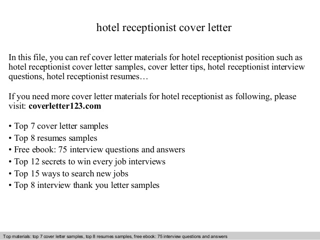 Hotel Receptionist Cover Letter