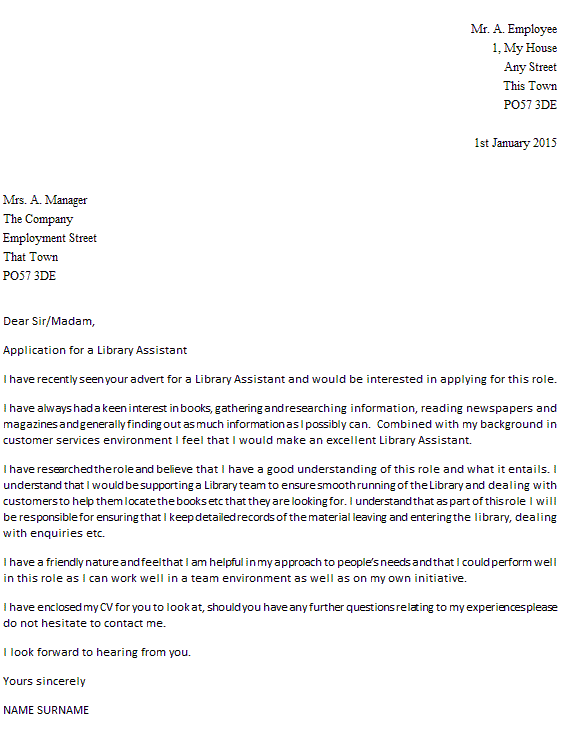 Assistant Librarian Cover Letter - Gotilo.org