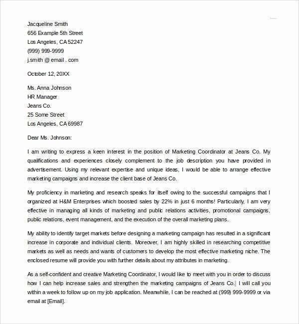 Marketing Cover Letter Sample Inspirational Sample Entry Level