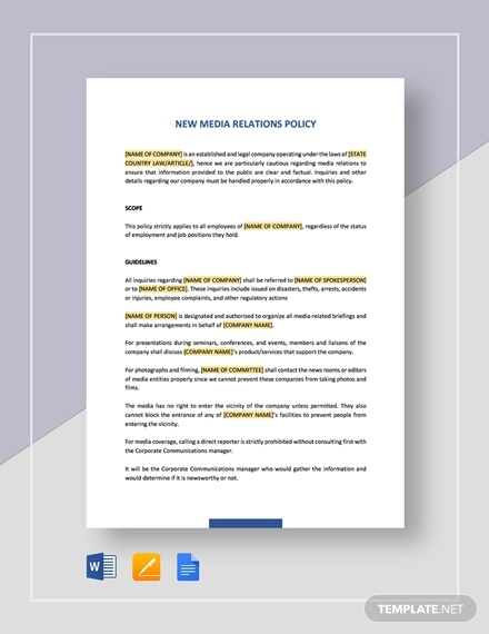Media Relations Policy Examples