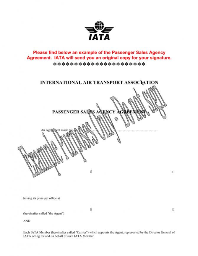 Passenger Salles Agency Agreement