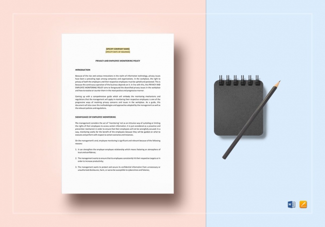 Privacy And Employee Monitoring Policy Template In Word  Apple Pages Privacy And Employee Monitoring Policy Template In Word  Apple Pages