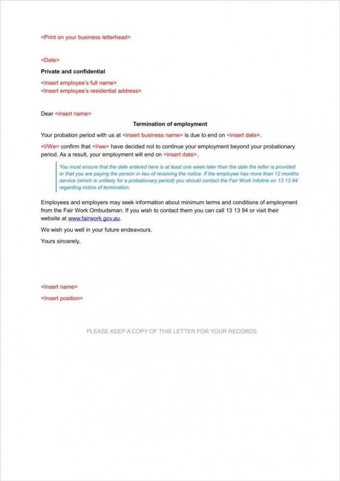 Printable 90 Day Probation Letters For Employers