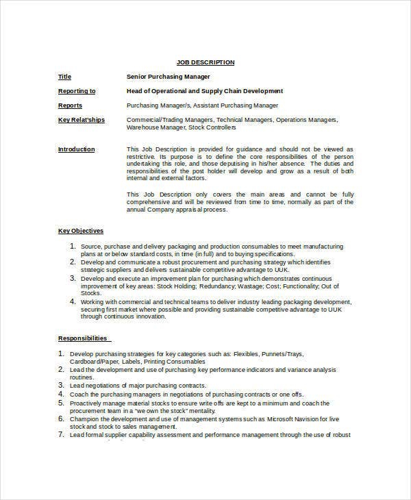 Purchasing Manager Job Description Gotilo   Purchasing Manager Job Descriptions In Docs 8 