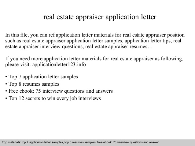 Real Estate Appraiser Application Letter
