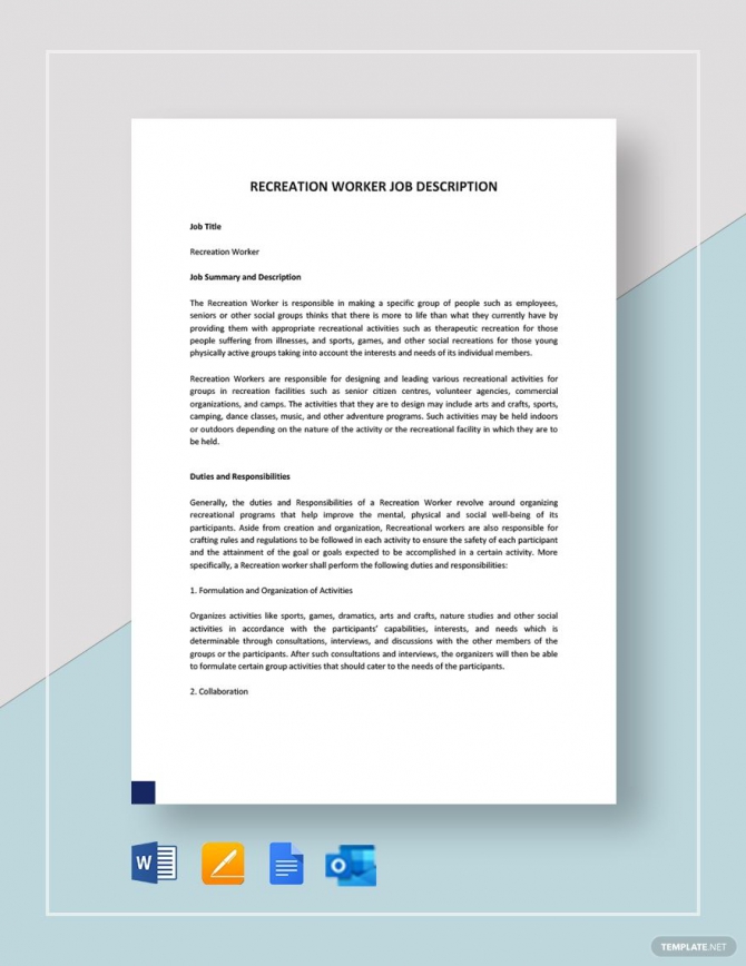 Recreation Worker Job Description Template Ad Ad Worker Recreation Worker Job Description Template Ad Ad Worker