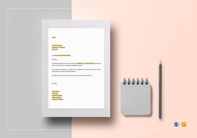 Refund Of Duplicate Payment Template In Word  Google Docs  Apple Pages
