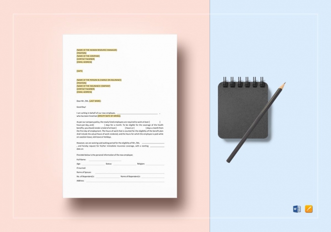 Request Immediate Insurance Coverage For New Employee Template In Request Immediate Insurance Coverage For New Employee Template In