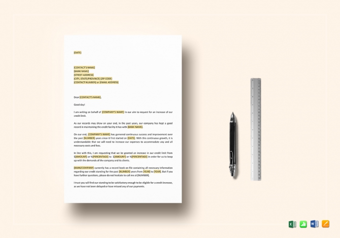 Request Increase Of Credit Limit Template In Word  Google Docs